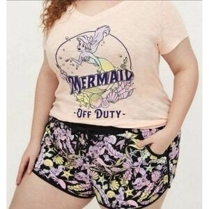 Torrid 2 (2X 18/20) Two Piece Disney Little Mermaid Pajama Sleep Set Ariel